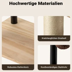 Fudajo Kratzbaum aus Metall 40 x 30 x 62 cm mit Sisal, Kratzmöbel mit Kratzbrett, Katzenbaum mit großer Liegefläche und modernem Design