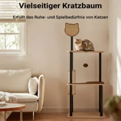 Fudajo Kratzbaum aus Metall 48 x 40 x 120 cm mit Sisal, Kratzmöbel mit Kratzbrett, Katzenbaum mit großer Liegefläche und modernem Design