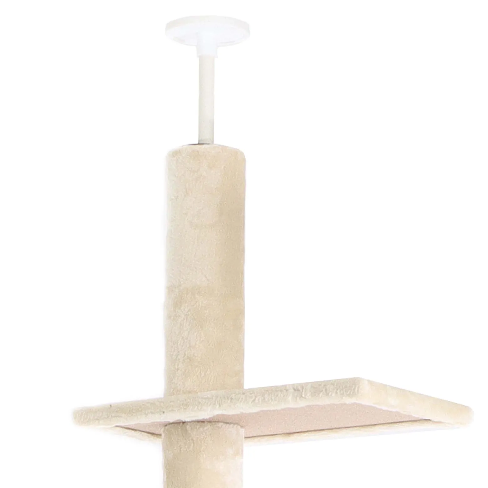 Fudajo Kratzbaum deckenhoch 230–276 cm in Beige, Katzenkratzbaum mit 4 Ebenen, Katzenbaum Deckenspanner höhenverstellbar, Katzenmöbel mit Sisal