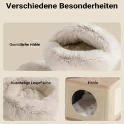 Fudajo Kratzbaum Zweigdesign mit Katzenhaus 95 cm, Designer Katzenkratzbaum mit Plüsch und Sisal, Katzenbaum mit Katzenhöhle, Kletterbaum für Katzen