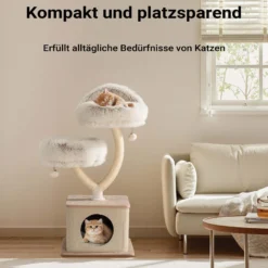 Fudajo Kratzbaum Zweigdesign mit Katzenhaus 95 cm, Designer Katzenkratzbaum mit Plüsch und Sisal, Katzenbaum mit Katzenhöhle, Kletterbaum für Katzen