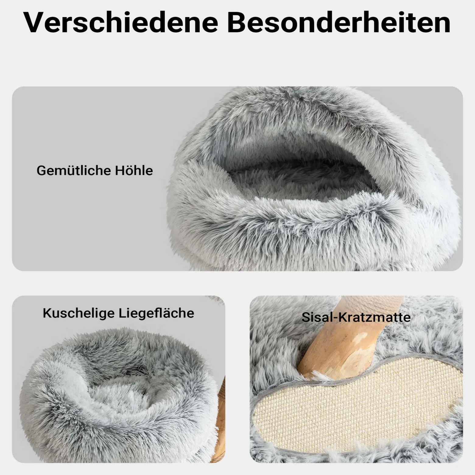 Fudajo Kratzbaum Zweigdesign mit Katzenhöhle 80 cm, Designer Katzenkratzbaum mit Plüsch und Birnbaumholz, Katzenbaum aus Holz mit Kratzmatte