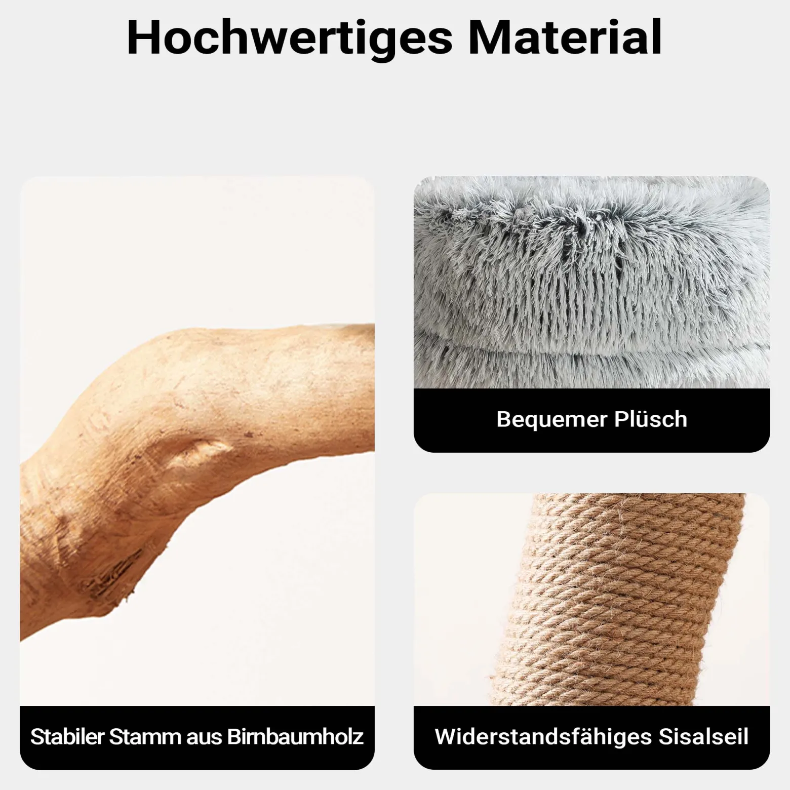 Fudajo Kratzbaum Zweigdesign mit Katzenhöhle 80 cm, Designer Katzenkratzbaum mit Plüsch und Birnbaumholz, Katzenbaum aus Holz mit Kratzmatte
