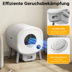 Fudajo Selbstreinigende Katzentoilette 76 L, Katzenklo automatisch 55 x 50 x 66,5 cm, elektrisches Katzen Klo mit App-Steuerung und USB-Anschluss