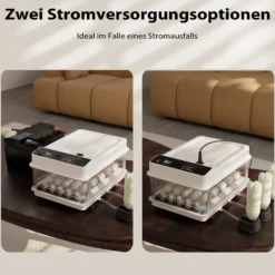 Fudajo Vollautomatischer Flächenbrüter für 24 Eier, Inkubator 80 W mit Wendesystem, Brutautomat mit Temperatursteuerung und Feuchtigskeitsregulierung, Brutkasten zum Eier ausbrüten