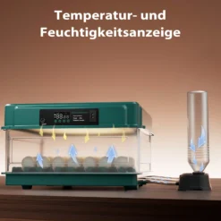 Fudajo Vollautomatischer Flächenbrüter für 48 Eier, Inkubator 80 W mit Wendesystem, Brutautomat mit Temperatursteuerung und Feuchtigskeitsregulierung, Brutkasten zum Eier ausbrüten