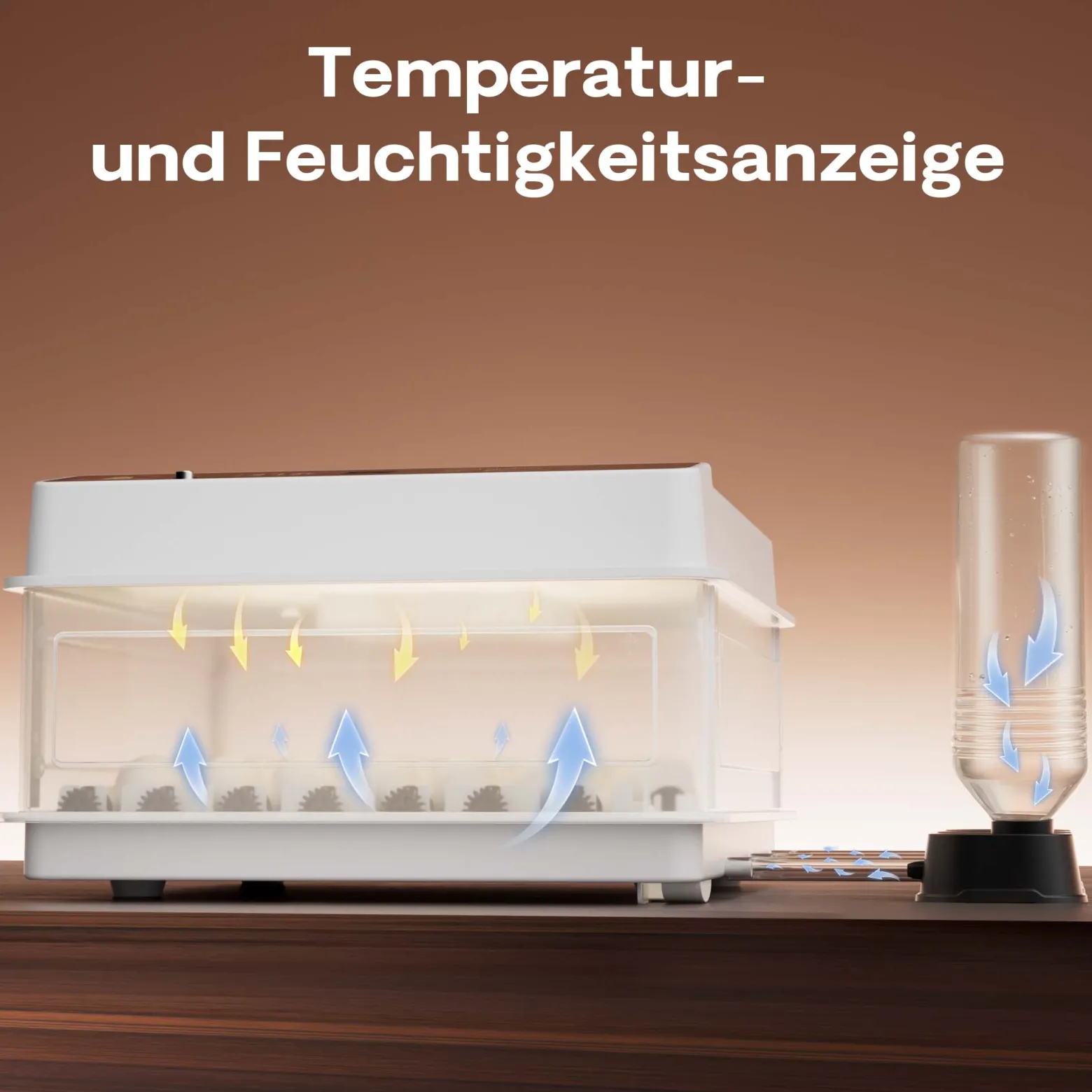 Fudajo Vollautomatischer Flächenbrüter für 36 Eier, Inkubator 45 W mit Wendesystem, Brutautomat mit Temperatursteuerung und Feuchtigskeitsregulierung, Brutkasten zum Eier ausbrüten
