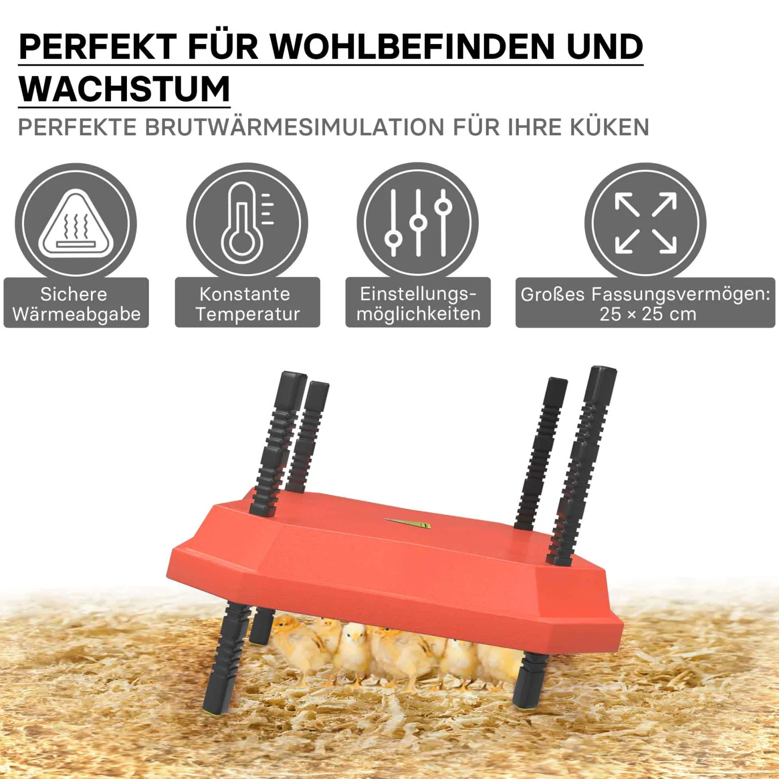 Fudajo 25x25cm Küken-Wärmeplatte mit Temperaturregler 30W Heizplatte für 15-20 Küken für Kunstbrut