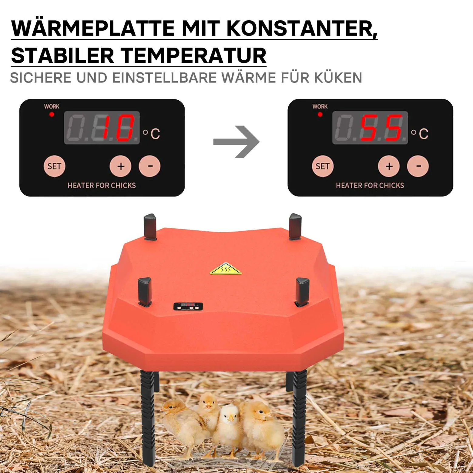 Fudajo 25x25cm Küken-Wärmeplatte mit Temperaturregler 30W Heizplatte für 15-20 Küken für Kunstbrut