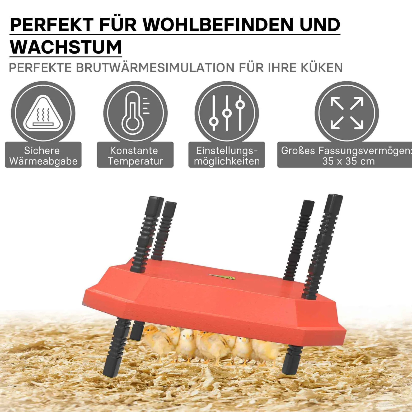 Fudajo 35x35cm Küken-Wärmeplatte mit Temperaturregler 50W Heizplatte für 50-30 Küken für Kunstbrut