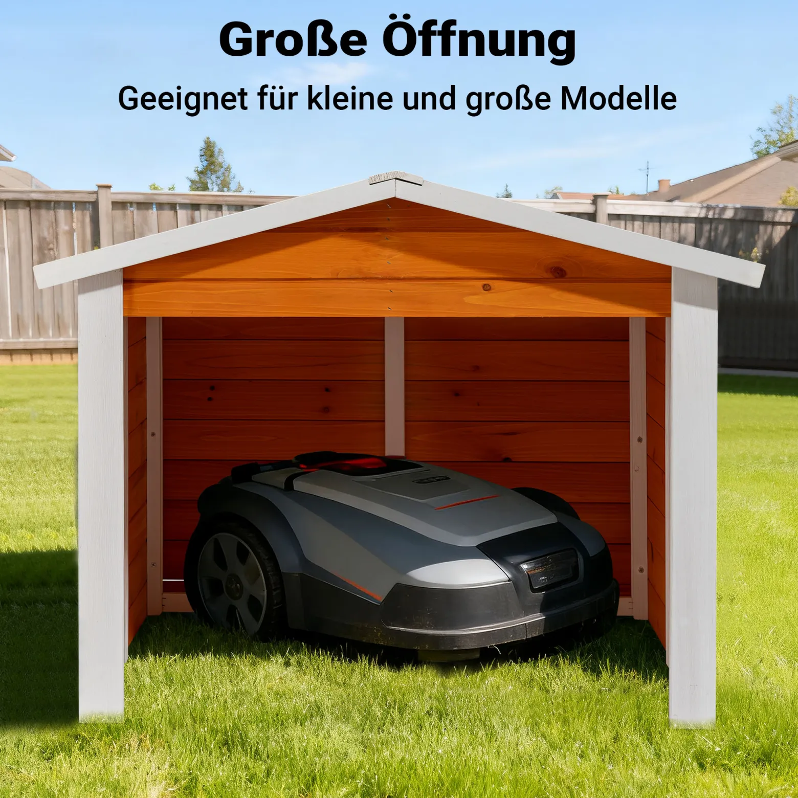 Garage für Mähroboter aus Holz Rasenrobotergarage Gartenhaus Carport Station