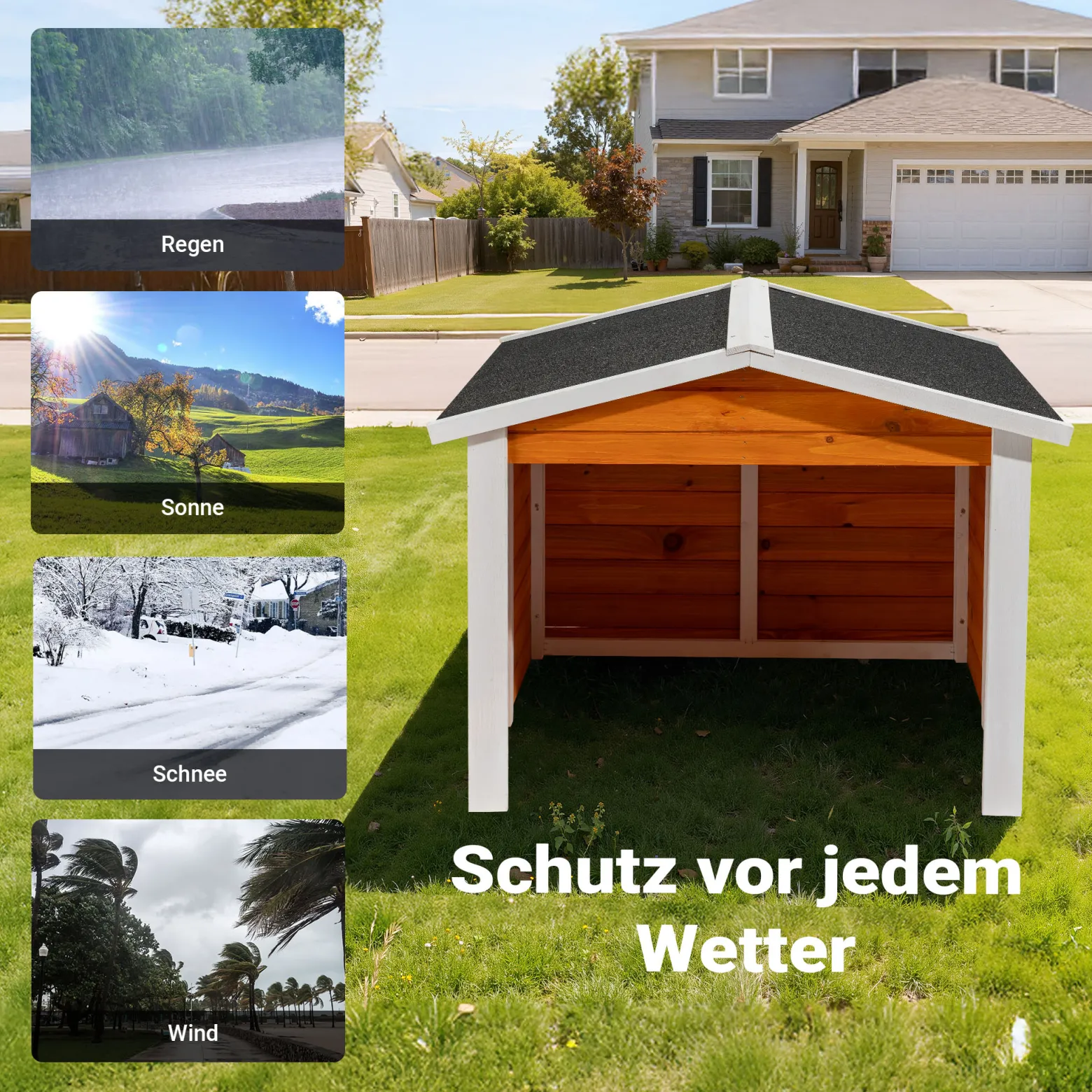 Garage für Mähroboter aus Holz Rasenrobotergarage Gartenhaus Carport Station