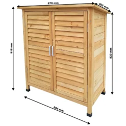 Gartenhaus mit 2-flügelige Tür 870x465x916 mm halbhoch aus Fichtenholz mit Pultdach für Garten, Terrasse & Balkon Gerätehaus Geräteschuppen Holzhaus Werkzeugschrank