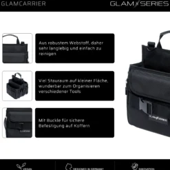 GlamSeries GlamCarrier Kosmetiktasche, Schminktasche viel Stauraum, Kosmetikbeutel faltbar Griff und Tragegurt, Beauty Bag für Make Up Artists, Friseure