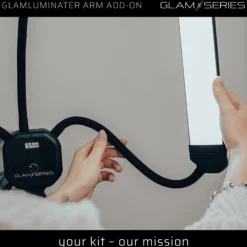 GlamSeries GlamLuminater Arm Add-On, flexibler Soft-Touch Arm für LED Leuchte, Halterung für Smartphone, Tablet, Spiegel, ideal für Visagisten und Friseure
