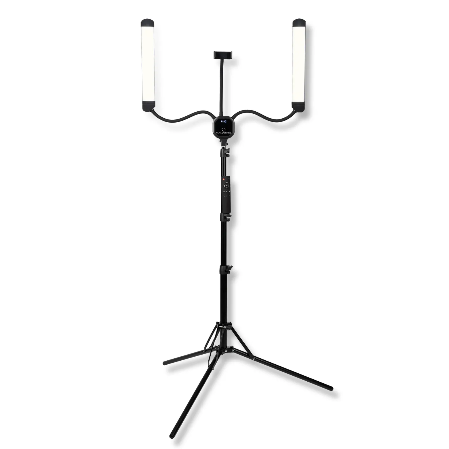 GlamSeries GlamLuminater LED Leuchte, Beleuchtung mit 2 flexiblen Armen, stufenlose Farbtemperatur, Lampe mit Fernbedienung, Schminklicht für Make-Up Artists
