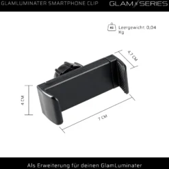 GlamSeries GlamLuminater Smartphone Clip mit Federzug und Kugelkopf, Tablet Handy Halterung rutschsichere Fixierung für LED Leuchte, ideal für Visagisten und Content Creator