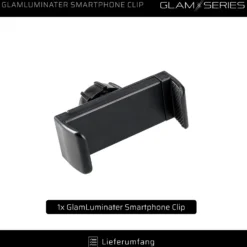 GlamSeries GlamLuminater Smartphone Clip mit Federzug und Kugelkopf, Tablet Handy Halterung rutschsichere Fixierung für LED Leuchte, ideal für Visagisten und Content Creator