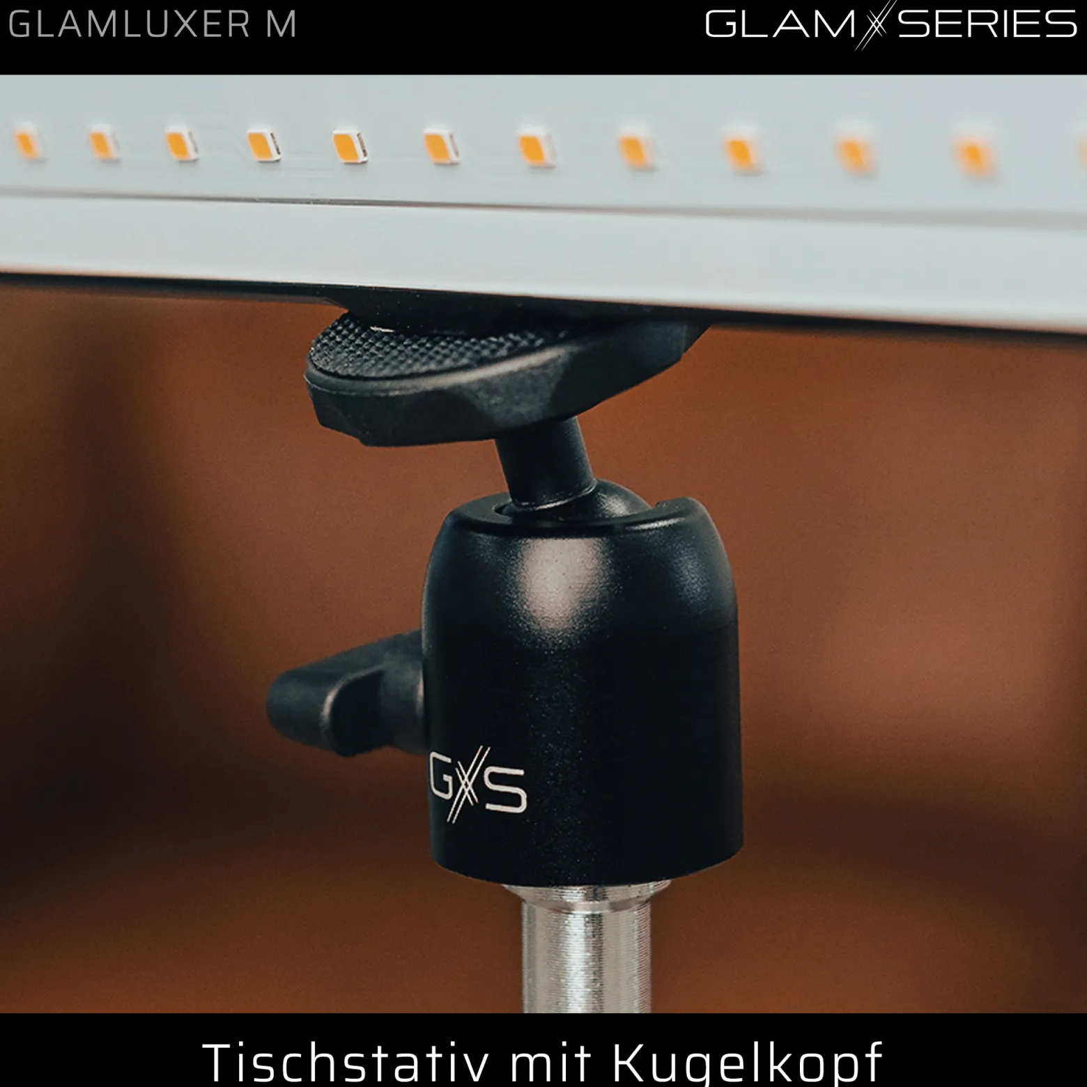 GlamSeries GlamLuxer M LED-Panel, stufenlos dimmbare Beleuchtung 3200-5600 K, LED-Leuchte mit Tischstativ, Diffusor, Kugelkopf, Make-Up Light 8 h Laufzeit