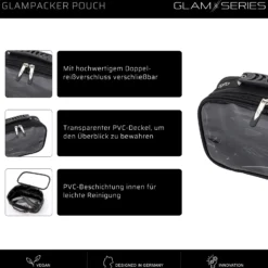 GlamSeries GlamPacker Pouch Taschen Inlay 270 x 165 x 75 mm, PVC-beschichtete Make Up Tasche mit transparentem Deckel