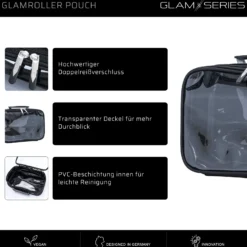 GlamSeries GlamRoller Pouch Taschen Inlay 300 x 175 x 85 mm, PVC-beschichtete Make Up Tasche mit transparentem Deckel