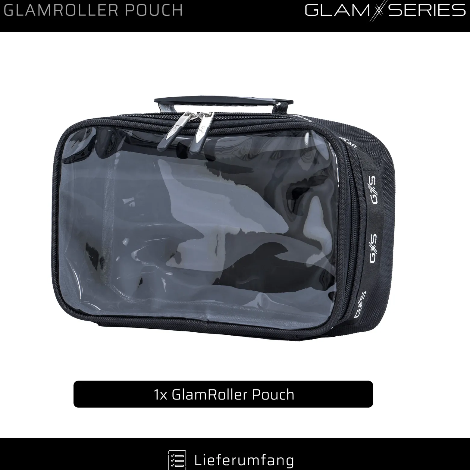 GlamSeries GlamRoller Pouch Taschen Inlay 300 x 175 x 85 mm, PVC-beschichtete Make Up Tasche mit transparentem Deckel