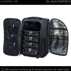 GlamSeries GlamRoller Trolley, Kosmetikkoffer mit 4x Pouches, Make-Up Artist Koffer mit Hitzeschutzfach, Organizer für Visagisten, Friseure, Beauty Case für Reisen