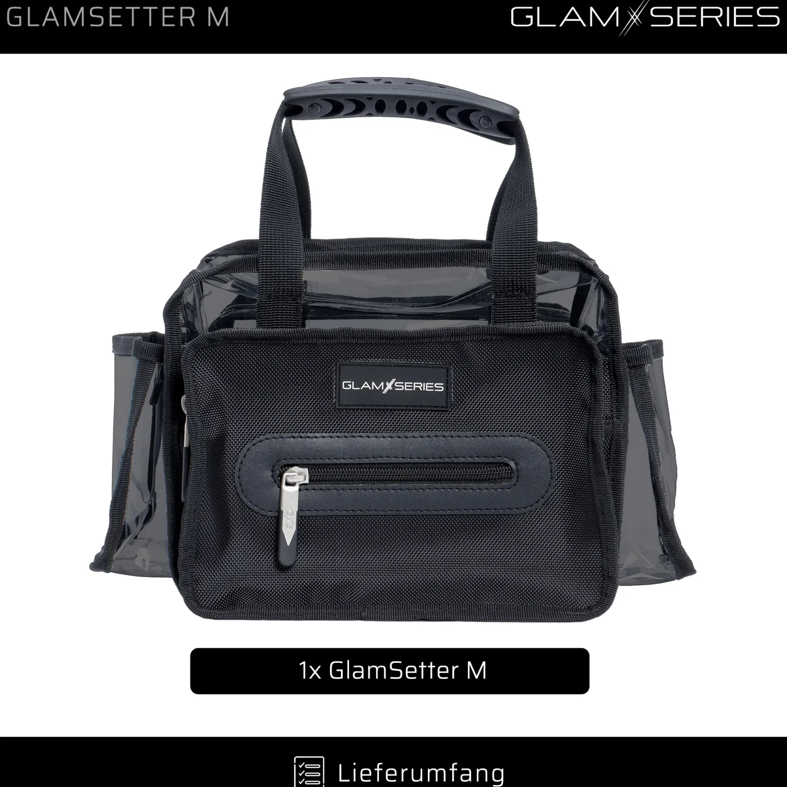 GlamSeries GlamSetter M Kosmetiktasche 230 x 120 x 180 mm, transparenter Make up Organizer mit flexiblen Trageoptionen