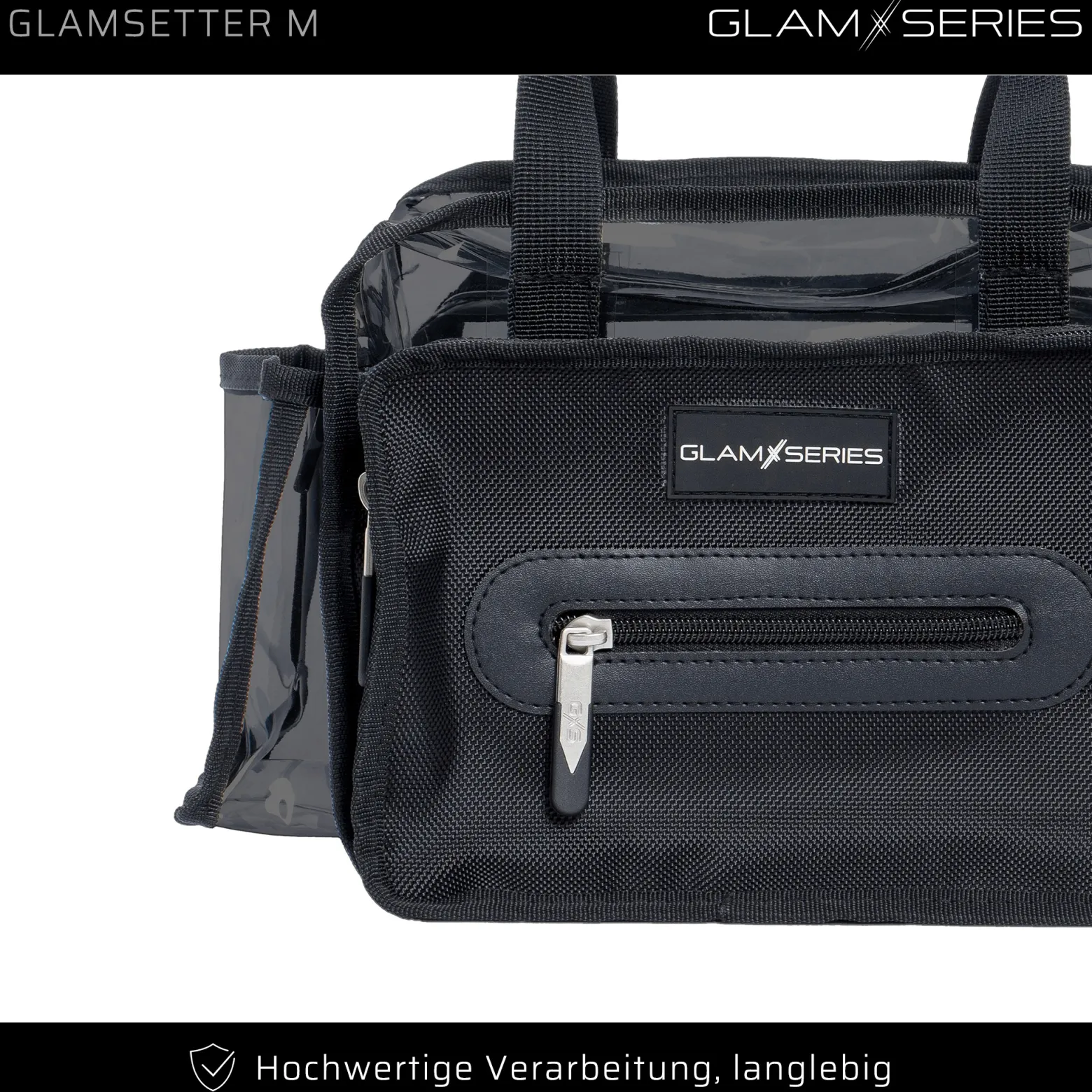 GlamSeries GlamSetter M Kosmetiktasche 230 x 120 x 180 mm, transparenter Make up Organizer mit flexiblen Trageoptionen