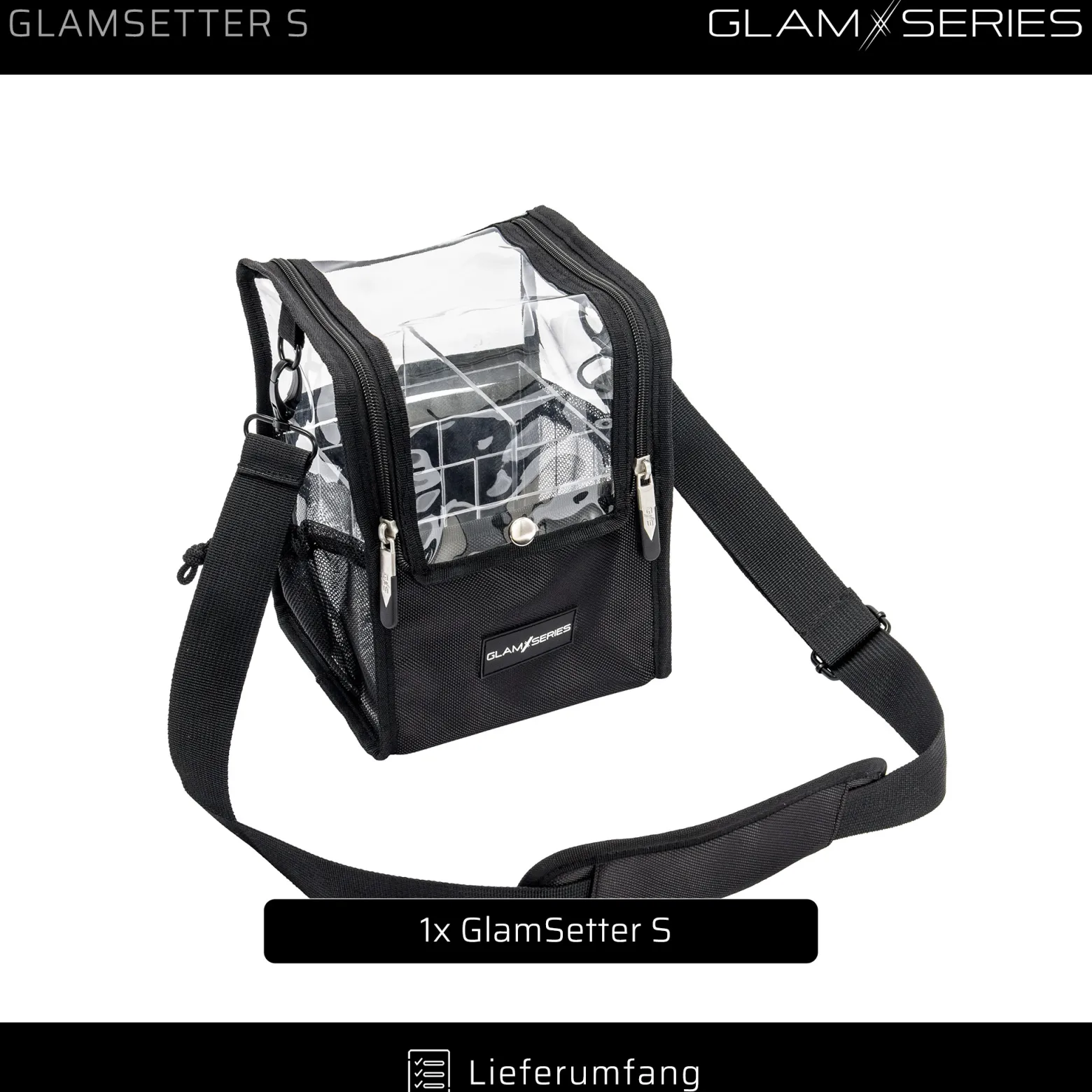 GlamSeries GlamSetter S Kosmetiktasche 175 x 165 x 230 mm, transparenter Make up Organizer mit flexiblen Trageoptionen