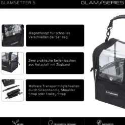 GlamSeries GlamSetter S Kosmetiktasche 175 x 165 x 230 mm, transparenter Make up Organizer mit flexiblen Trageoptionen