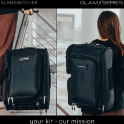 GlamSeries GlamSwitcher Trolley & Rucksack in einem, Kosmetikkoffer mit 5x Pouches, Make-Up Artist Koffer mit Hitzeschutzfach, Organizer für Visagisten, Friseure