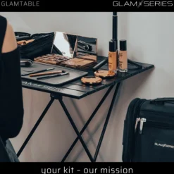 GlamSeries GlamTable Schminktisch klappbar, Frisiertisch bis 20 kg, Make Up Tisch mit Transporttasche, Kosmetiktisch für Visagisten, Friseure, Tättowierer