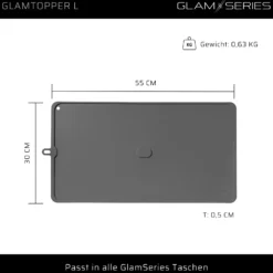 GlamSeries GlamTopper L hitzebeständige Silikonmatte 30 x 55 x 0,5 cm für Make up und Hot Tools wie Glätteisen