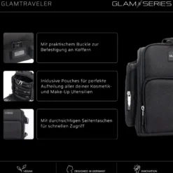 GlamSeries GlamTraveler Kosmetiktasche, Schminktasche mit 3 Pouches, Kosmetikbeutel kombinierbar mit Buckle, Beauty Bag für Make Up Artists, Friseure