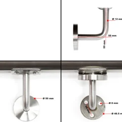 Handlaufset Wandhalter Handlauf 200cm Halter Treppe Haltegriff Edelstahl V2A