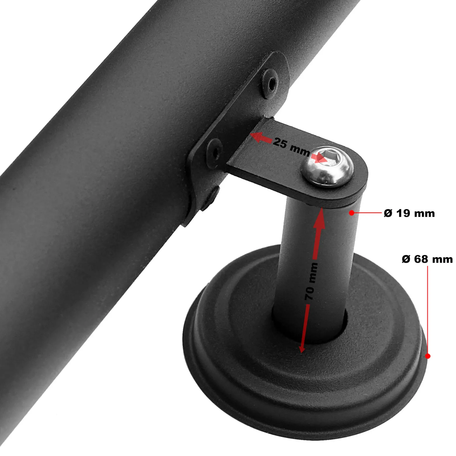 Handlauf Treppe 190cm, Handlaufset Edelstahl, Haltegriff Treppe, Wandhalter, Schwarz