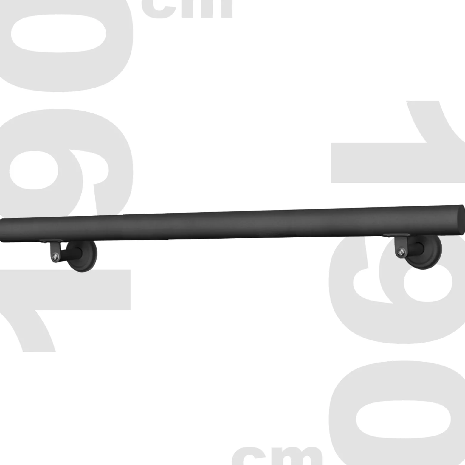 Handlauf Treppe 190cm, Handlaufset Edelstahl, Haltegriff Treppe, Wandhalter, Schwarz