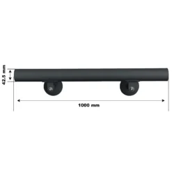 Handlauf Treppe 190cm, Handlaufset Edelstahl, Haltegriff Treppe, Wandhalter, Schwarz