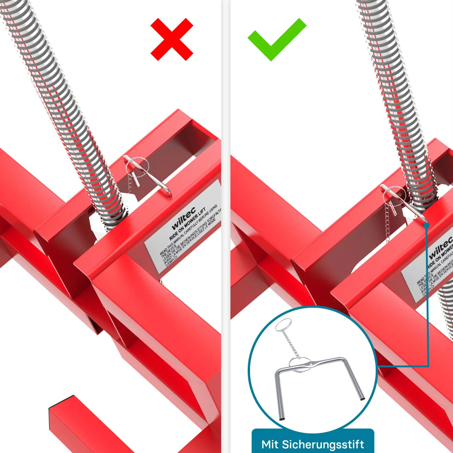 Hebevorrichtung Aufsitzmäher bis 400 kg inkl. Adapter, Heber für Rasentraktor bis 35° Neigung