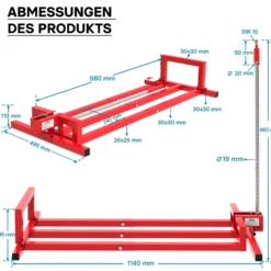 Hebevorrichtung Aufsitzmäher bis 400 kg inkl. Adapter, Heber für Rasentraktor bis 35° Neigung