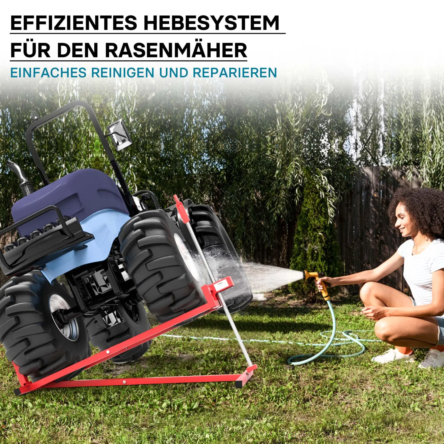 Hebevorrichtung Aufsitzmäher bis 400 kg inkl. Adapter, Heber für Rasentraktor bis 35° Neigung