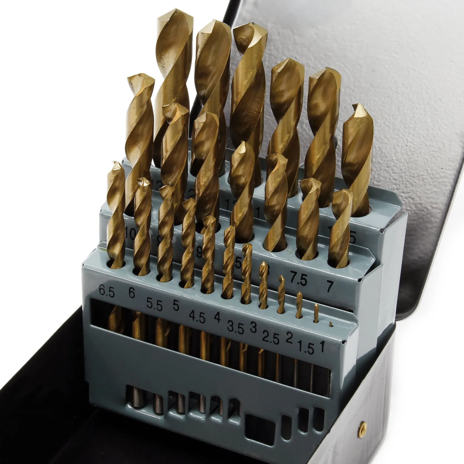 HSS Spiralbohrer Satz 25-teilig, Ø1-13 mm, 135°, Metallbohrer Set in Industriekassette, Stahlbohrer