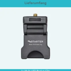Instarter Feder-Klemmhalterung mit 1/4 Zoll Schraubgewinde zur Befestigung von LED-Leuchten, Kamera Blitz Halterung bis max 350g, Adapter, Klemmstativ Blitzschiene, Max. Klemmbreite 16 mm