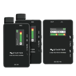 Instarter Lavalier Wireless System Kit 3 - Kabellos für Handy, Tablet, PC - eingebautes Funkmikrofon, 2 Sender, 1 Empfänger, 50 m Reichweite - mit USB-C und 3,5 mm Anschluss