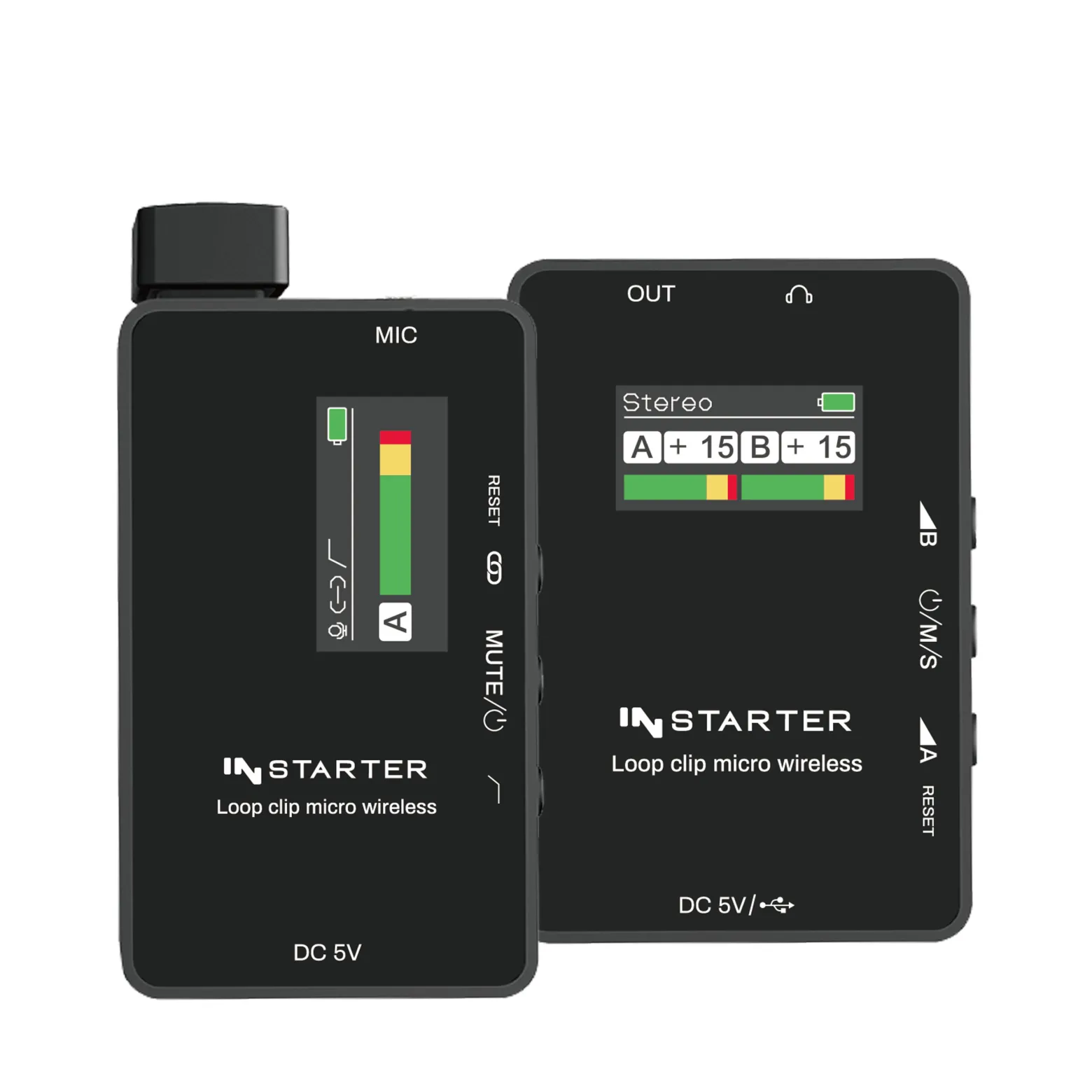 Instarter Lavalier Wireless System Kit 2 - Kabellos für Handy, Tablet, PC - eingebautes Funkmikrofon, 1 Sender, 1 Empfänger, 50 m Reichweite - mit USB-C und 3,5 mm Anschluss
