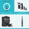 Instarter LED Ringlicht mit Stativ, Ringleuchte 180° schwenkbar, Videoleuchte 60 W mit Bi-Color, flexible Kamera Beleuchtung dimmbar
