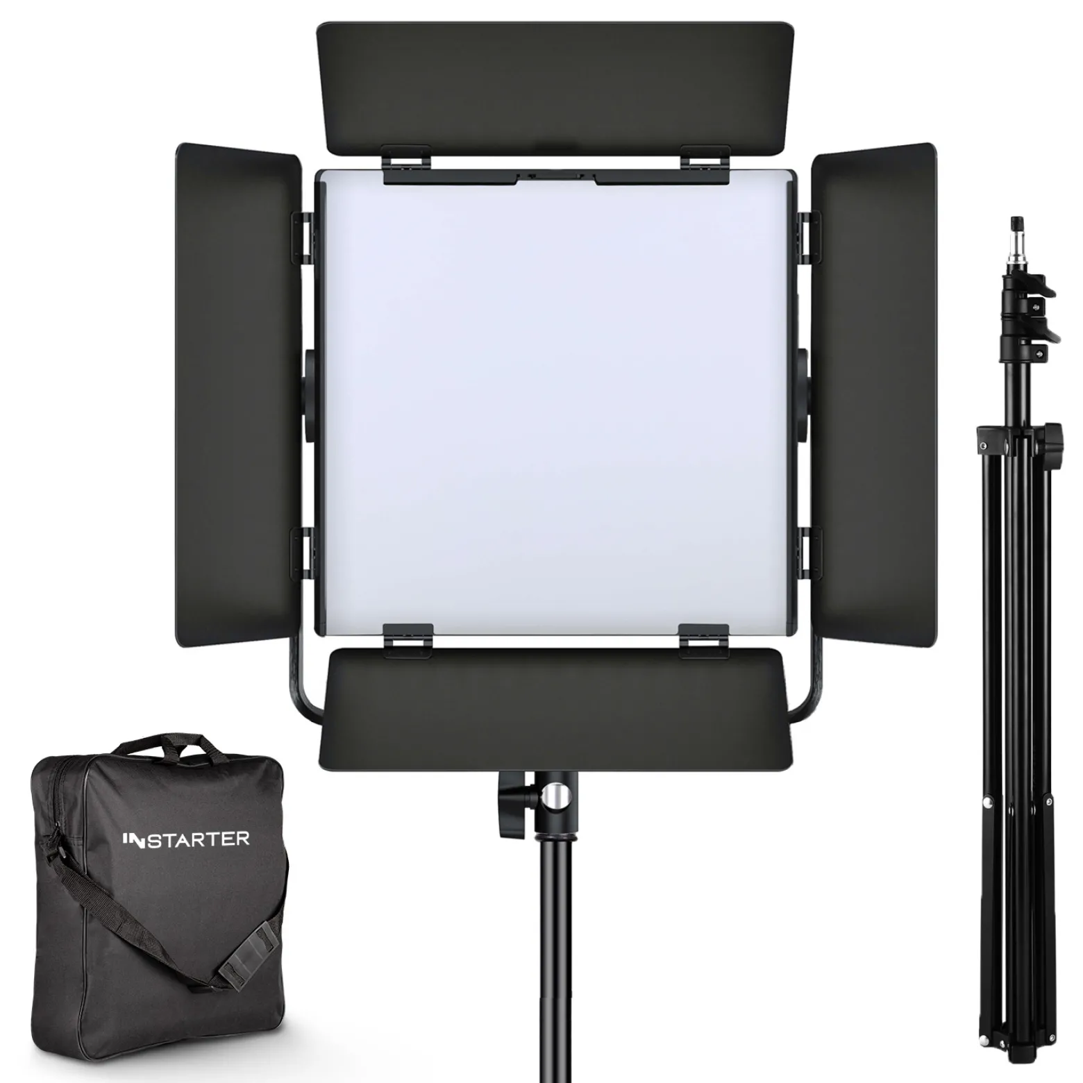 Instarter LED Videoleuchte 60 W mit Lampenstativ, Videolicht mit 360° RGB-Spektrum, Studioleuchte mit App-Steuerung, Video-Beleuchtung Bi-Color