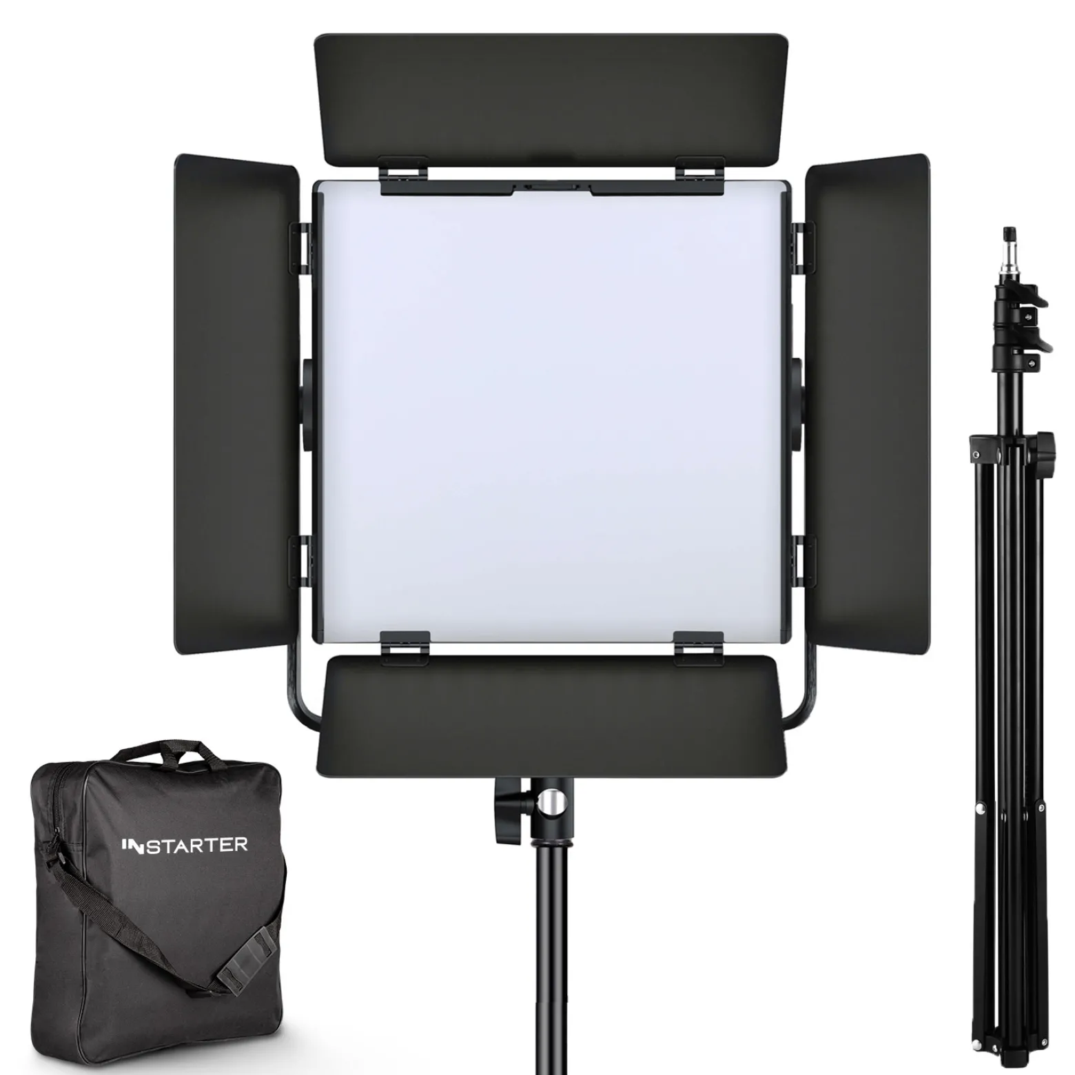 Instarter LED Videoleuchte 60 W mit Stativ, Videolicht 360° drehbar, Studioleuchte mit App-Steuerung, Video-Beleuchtung Bi-Color und 4 Farb-Effekte