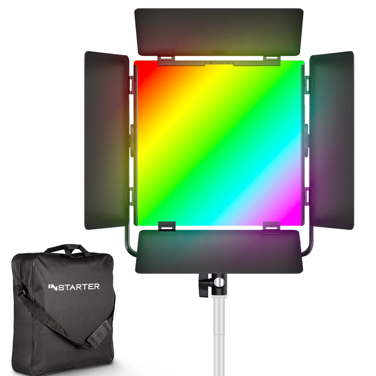 Instarter LED Videoleuchte 60 W, Videolicht mit 360° RGB-Spektrum, Studioleuchte mit App-Steuerung, Video-Beleuchtung Bi-Color, vielseitiges Kamera Zubehör